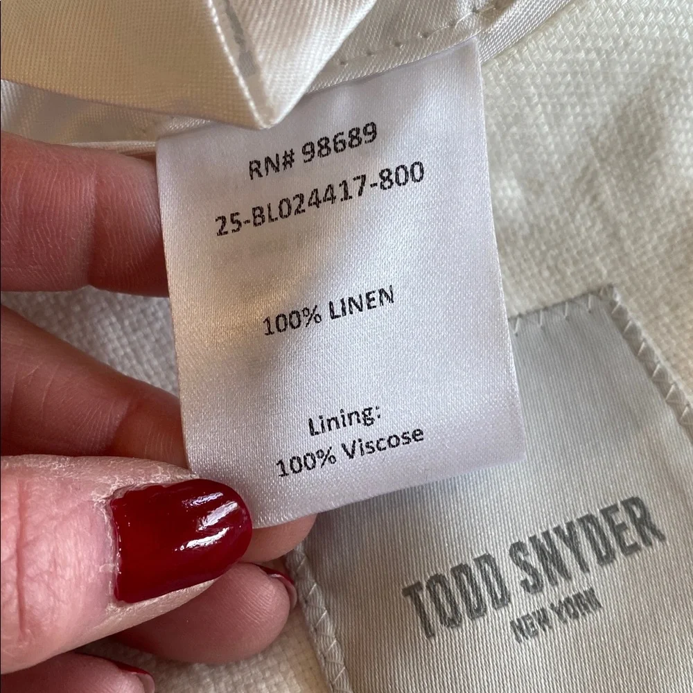 Todd Snyder White Birch Linen Madison Blazer Sz 40S. NWT